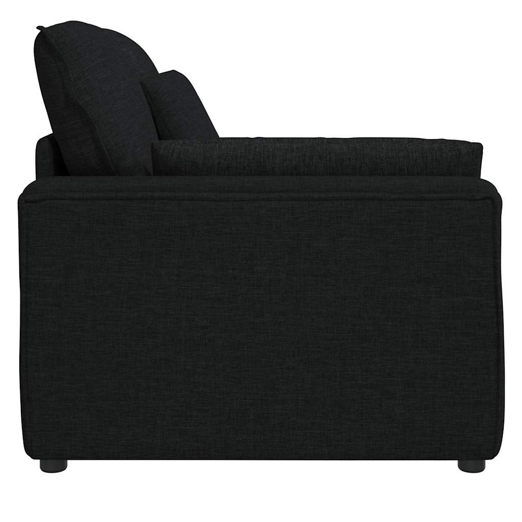 Módulo de extremidade de apoio de braço para sofá modular com almofadas, preto, 100 cm