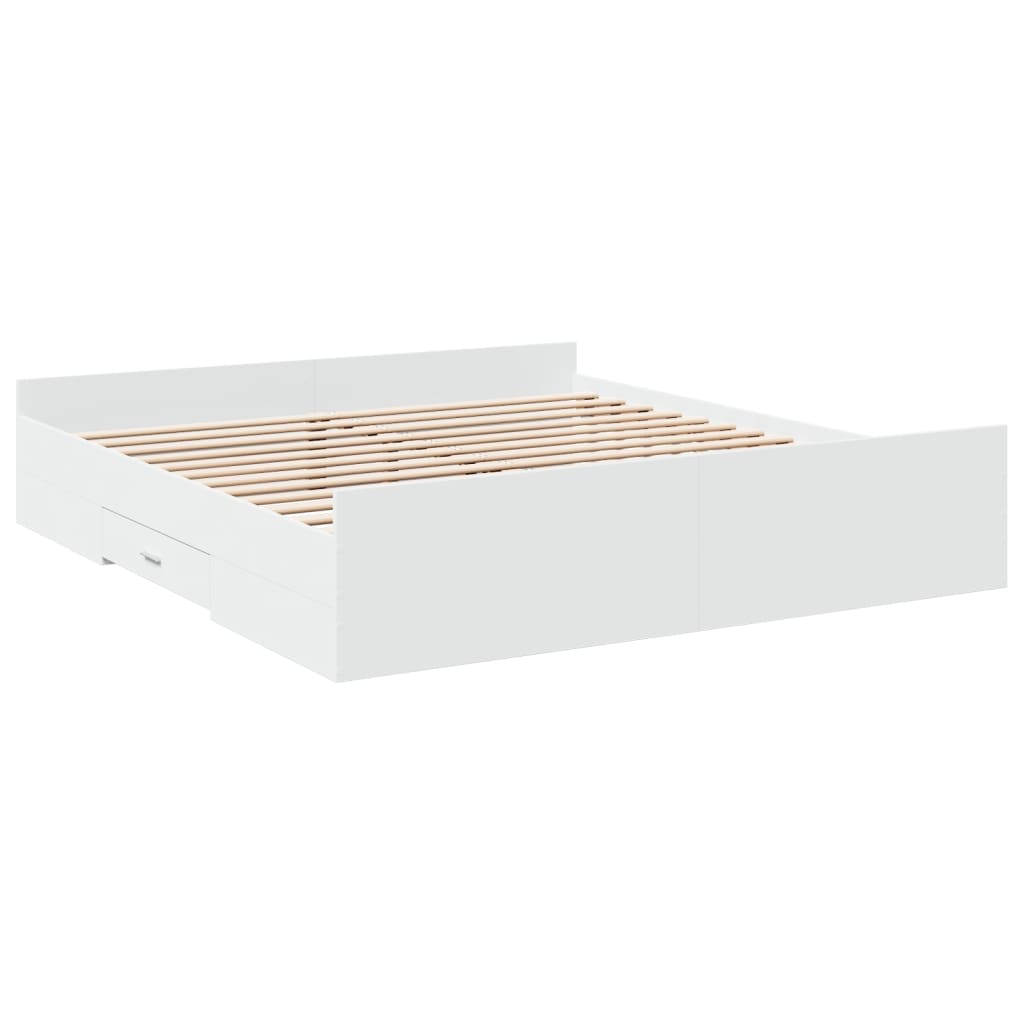 Estrutura de cama c/ gavetas 180x200cm derivados madeira branco