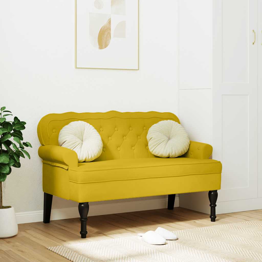 Banco com encosto 119,5x64,5x75 cm veludo amarelo
