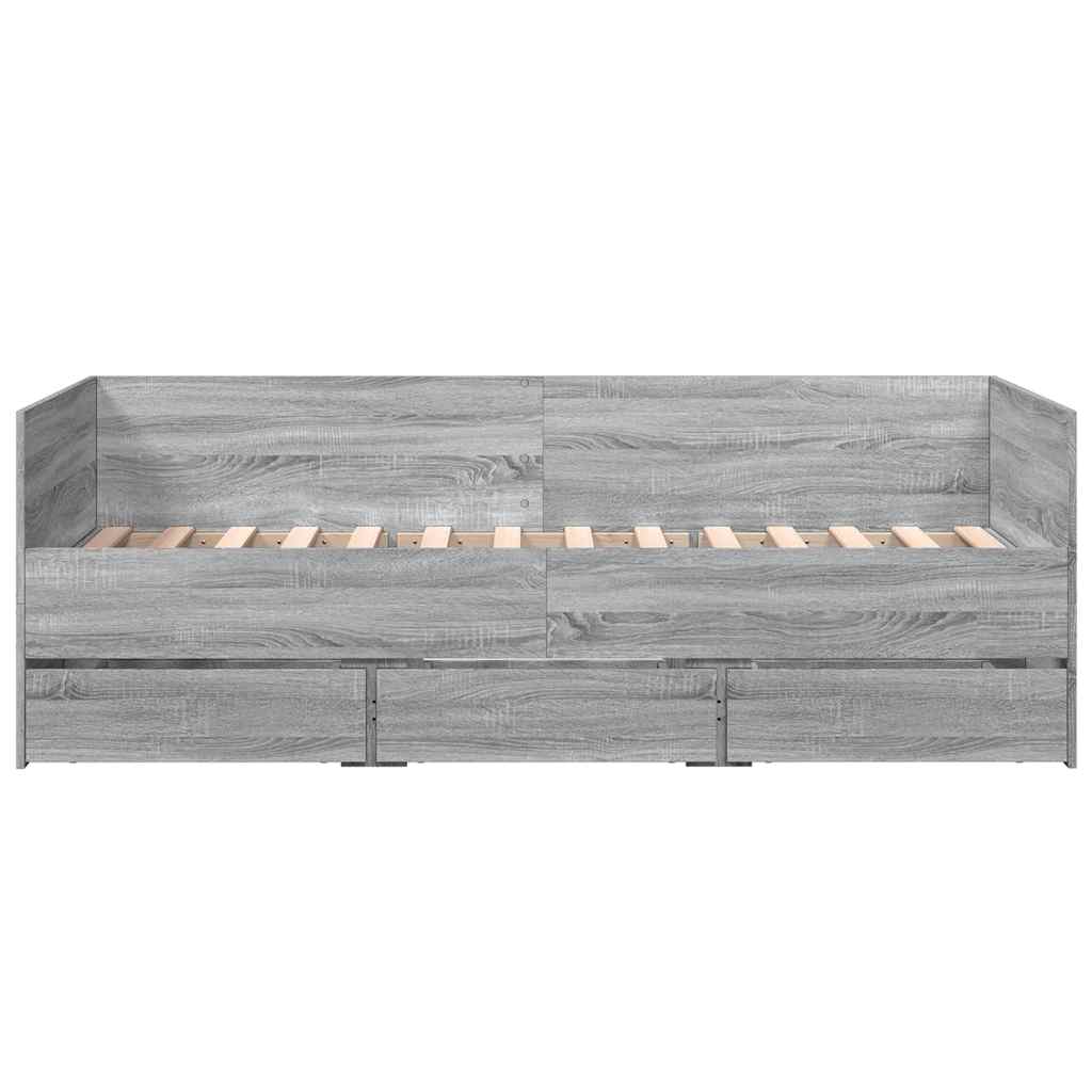 Sofá-cama com gavetas sem colchão 75x190 cm cinzento sonoma