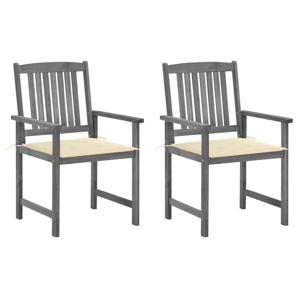 Cadeiras de jardim com almofadões 2 pcs acácia maciça cinza