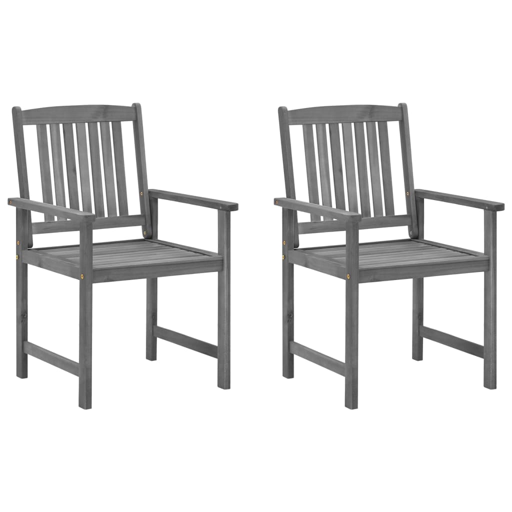 Cadeiras de jardim com almofadões 2 pcs acácia maciça cinza