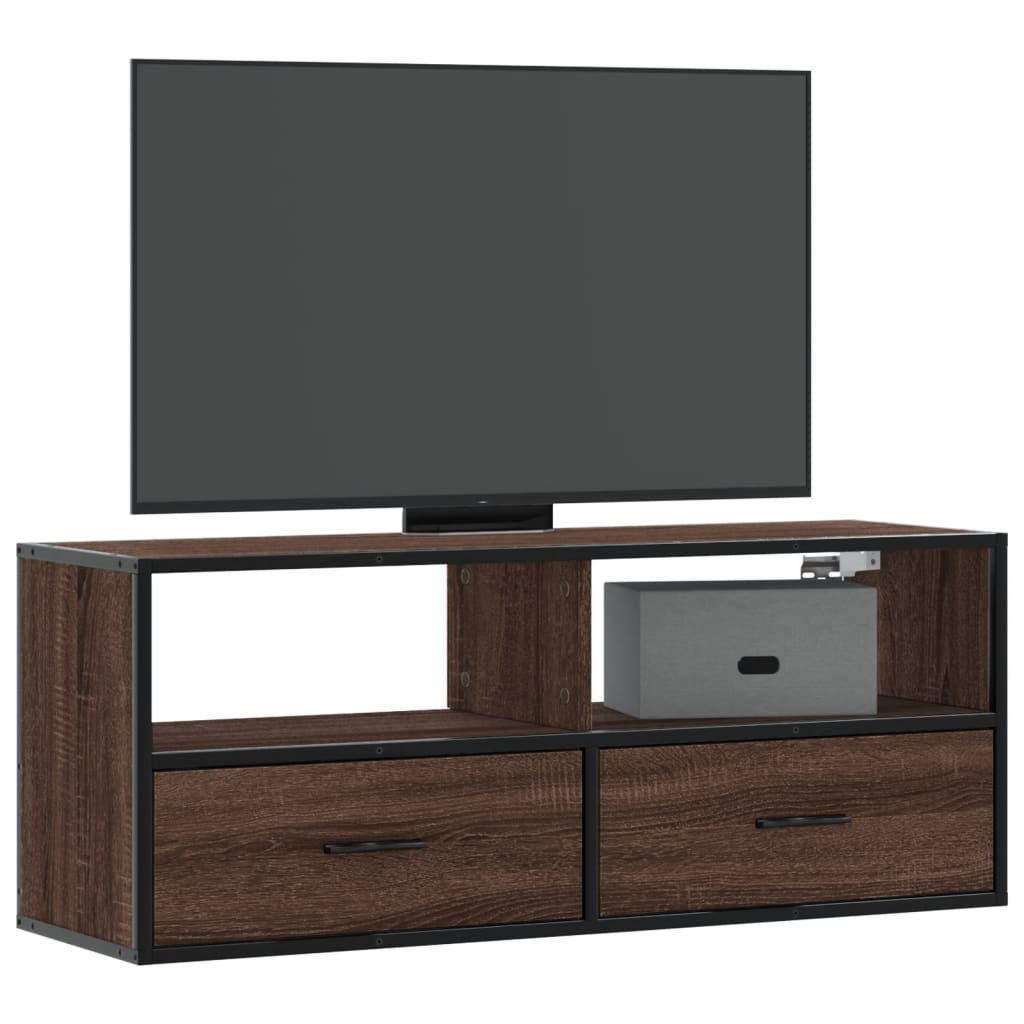 Móvel p/TV 100x31x39,5cm deriv. madeira/metal carvalho castanho