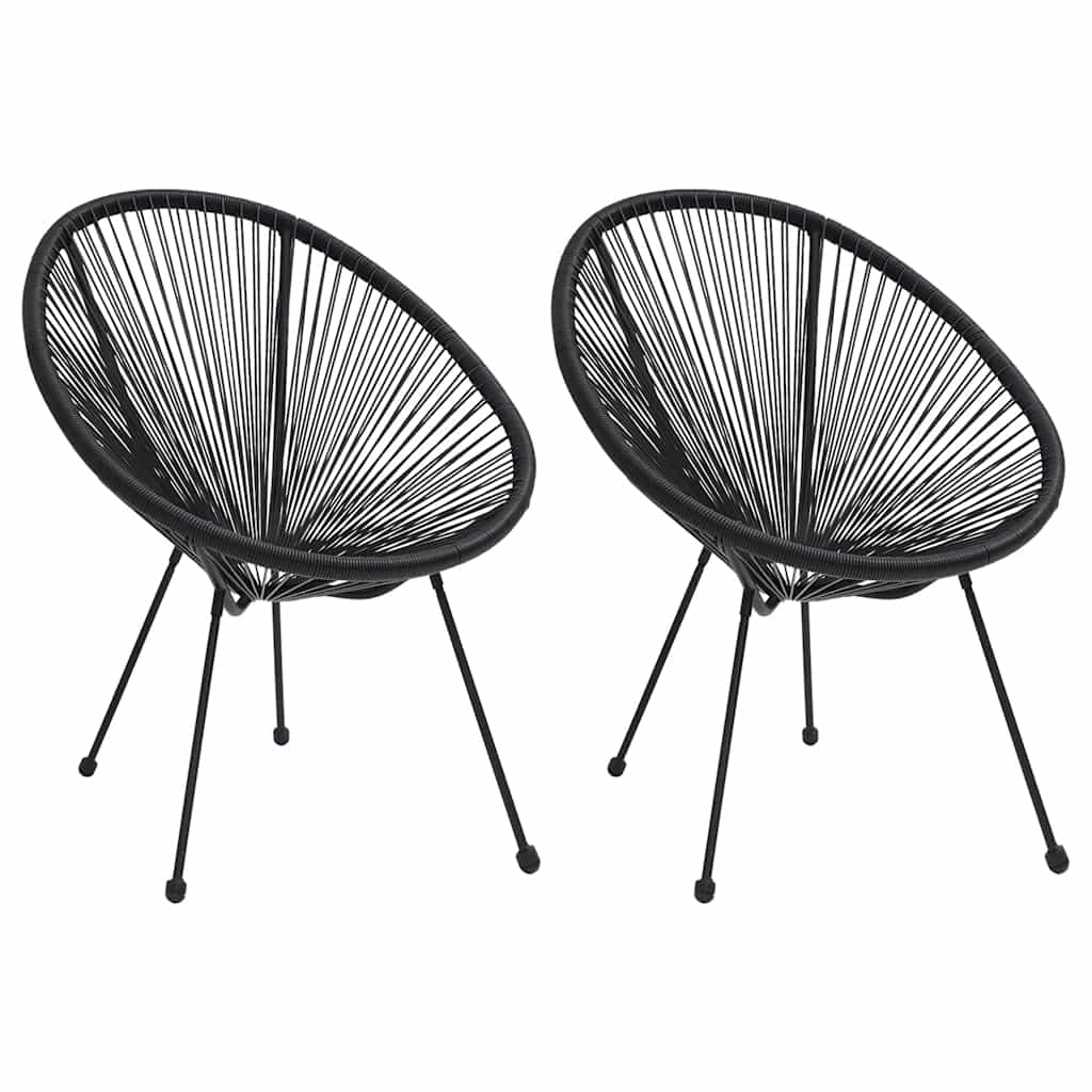 Cadeiras lua para jardim 2 pcs vime preto