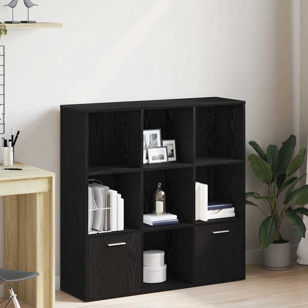 Estante para livros em carvalho preto, 98 x 29 x 97,5 cm, madeira engenheirada