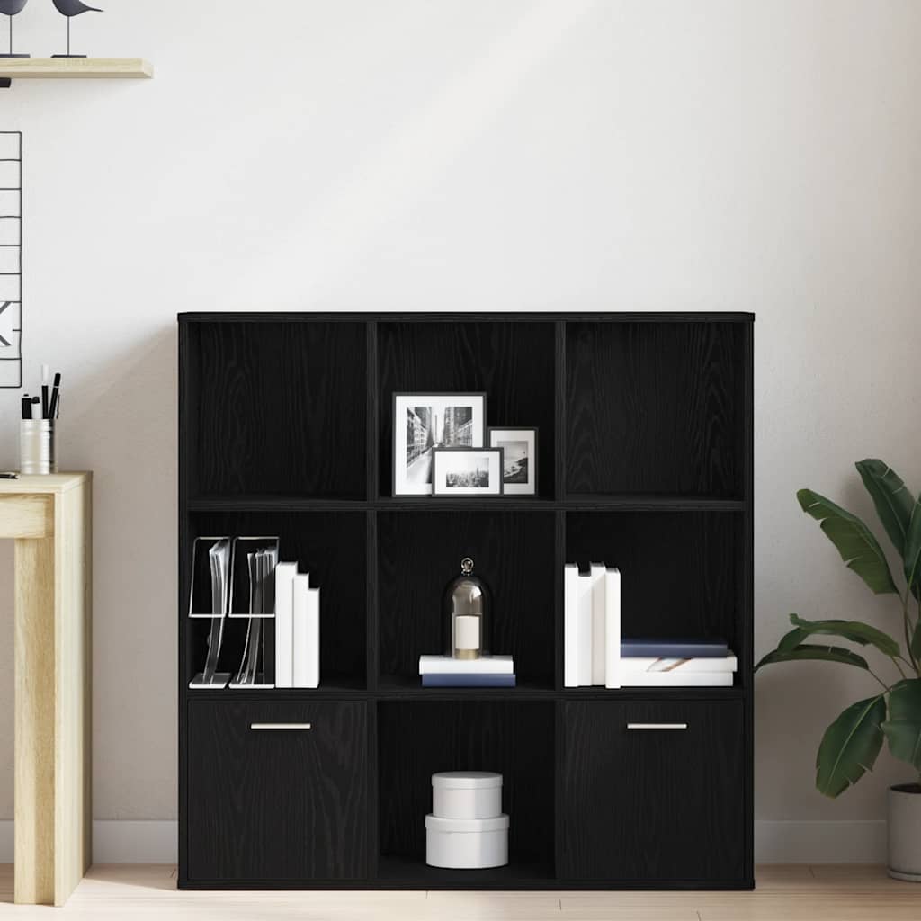 Estante para livros em carvalho preto, 98 x 29 x 97,5 cm, madeira engenheirada