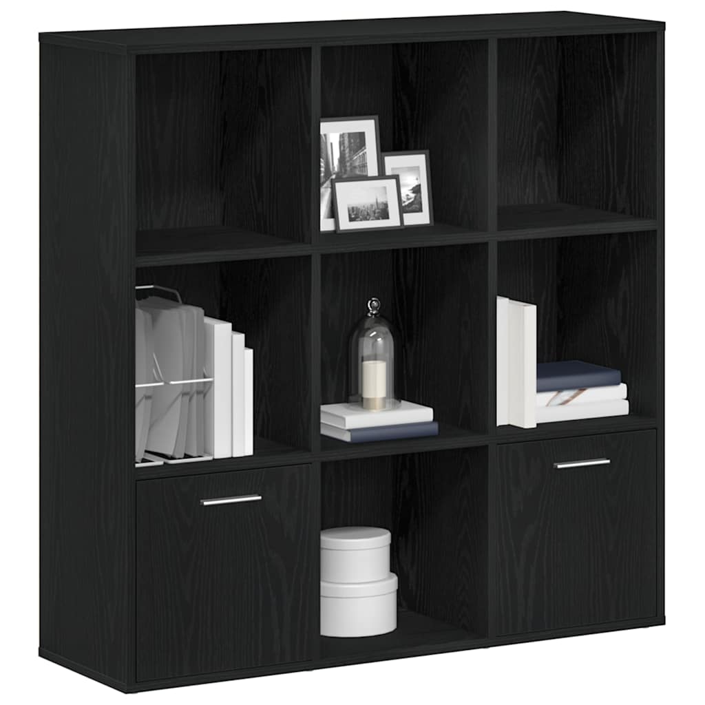 Estante para livros em carvalho preto, 98 x 29 x 97,5 cm, madeira engenheirada