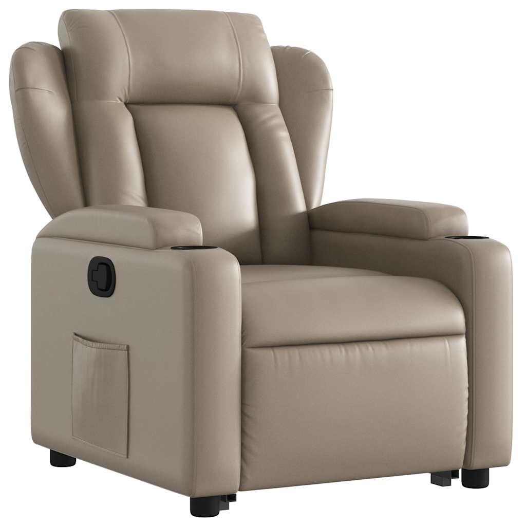 Poltrona reclinável elevatória couro artificial cor cappuccino