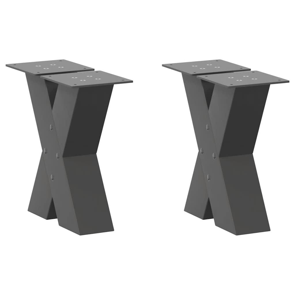 Pés para mesa de centro em formato de x, 2 peças, antracite, 30x(30-31) cm, aço
