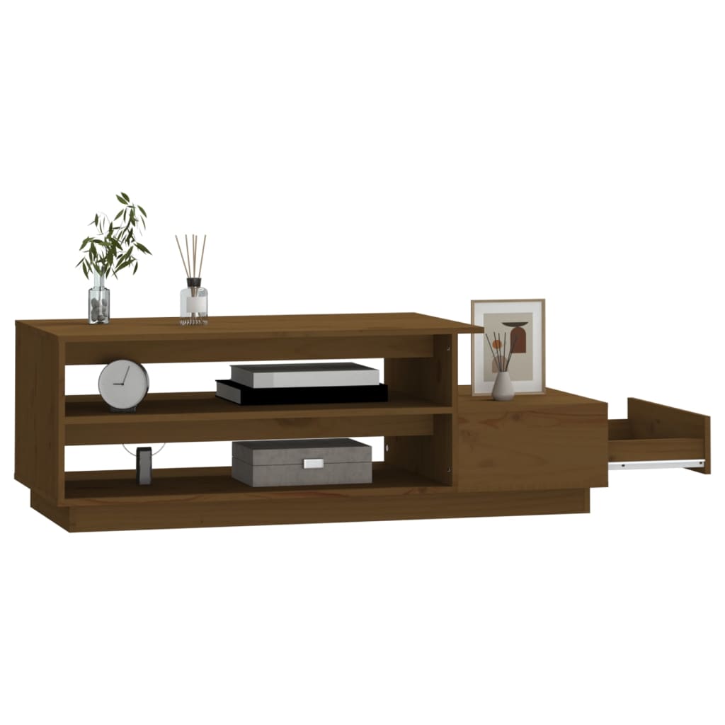 Mesa de centro 120x50x40,5cm madeira pinho maciça castanho mel