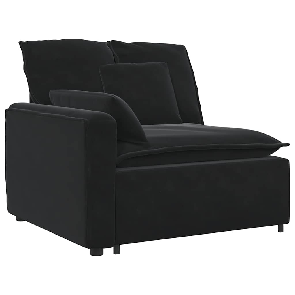 Sofá modular com almofadas veludo preto