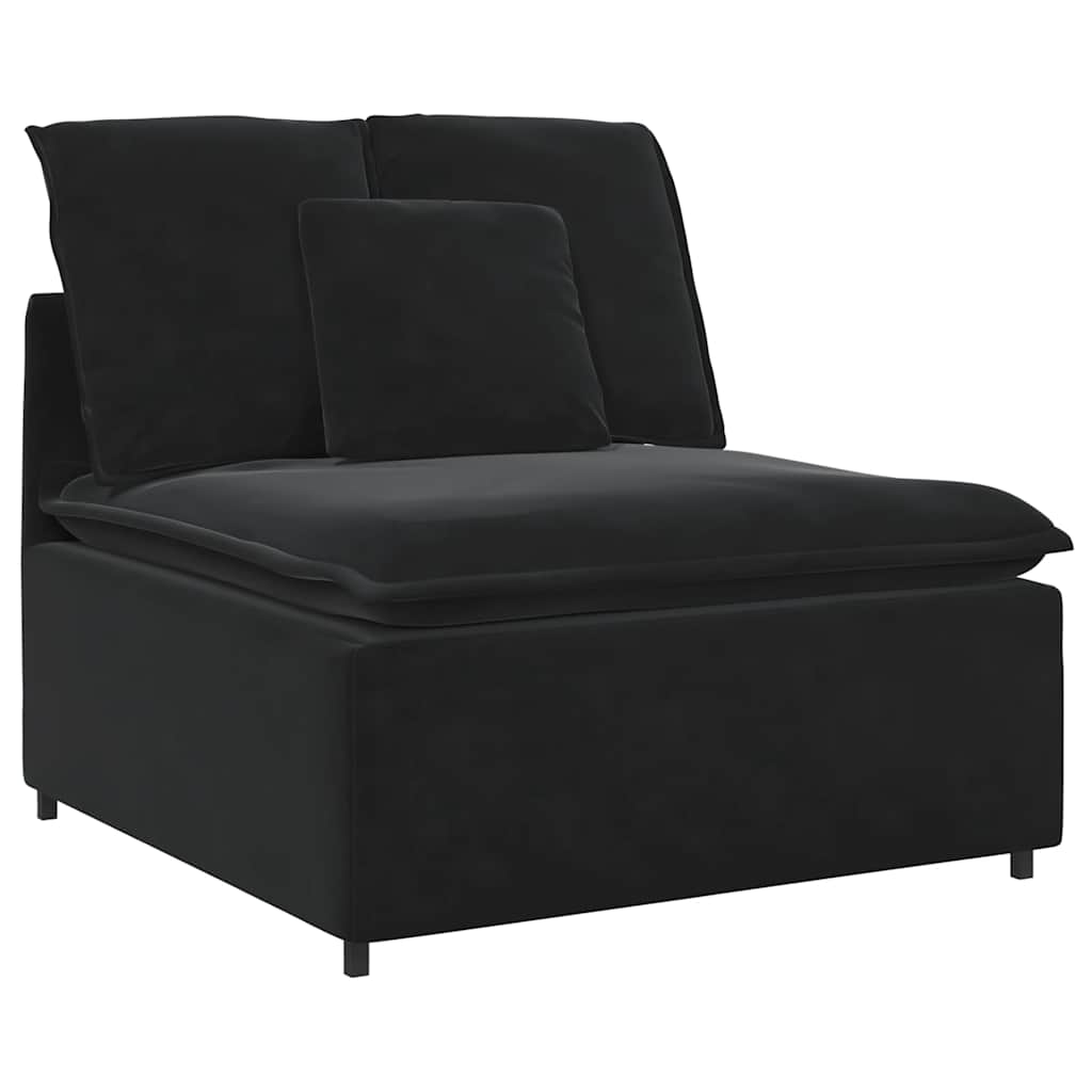 Sofá modular com almofadas veludo preto