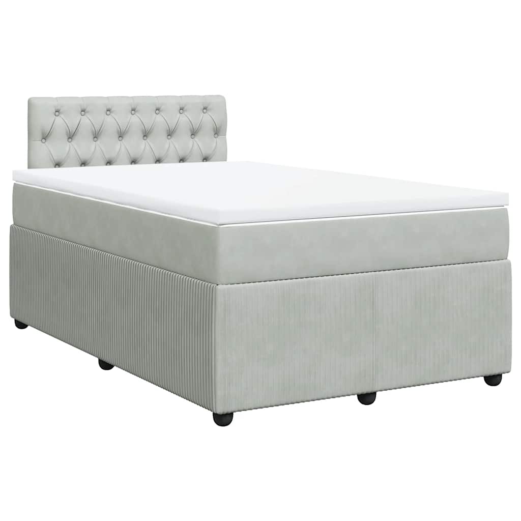 Cama boxspring c/ colchão 120x200 cm veludo cinzento-claro