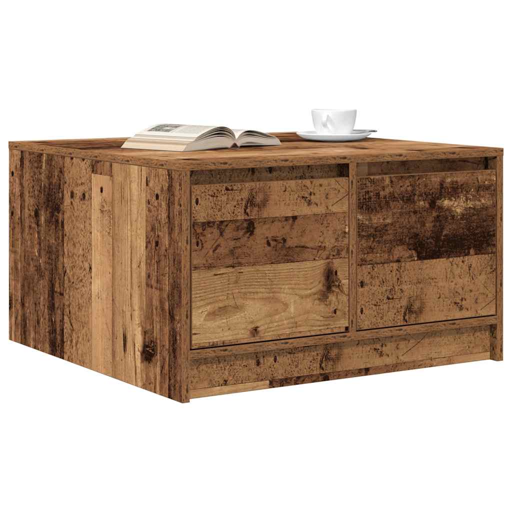 Mesa de centro com gavetas 70,5x70x40 cm madeira velha
