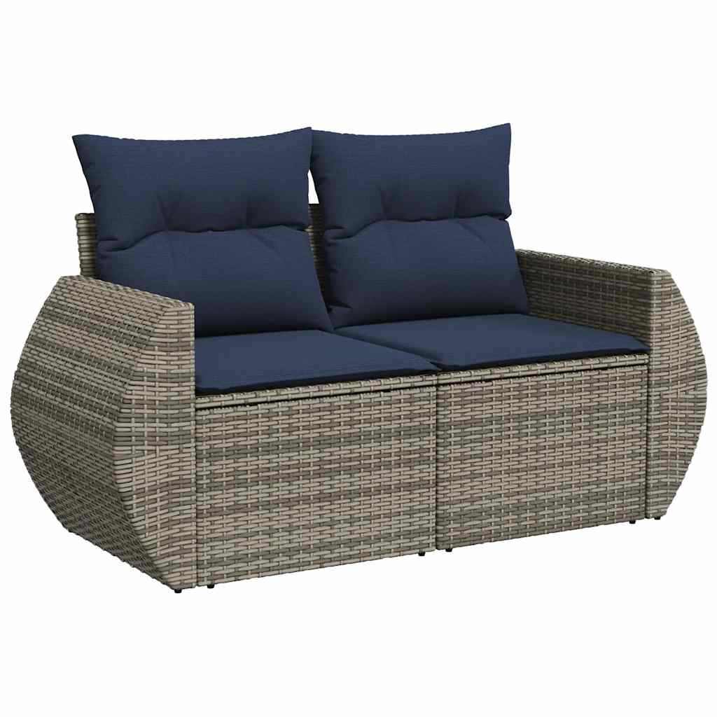 6 Pcs conjunto sofás jardim com almofadões PE/acácia cinzento