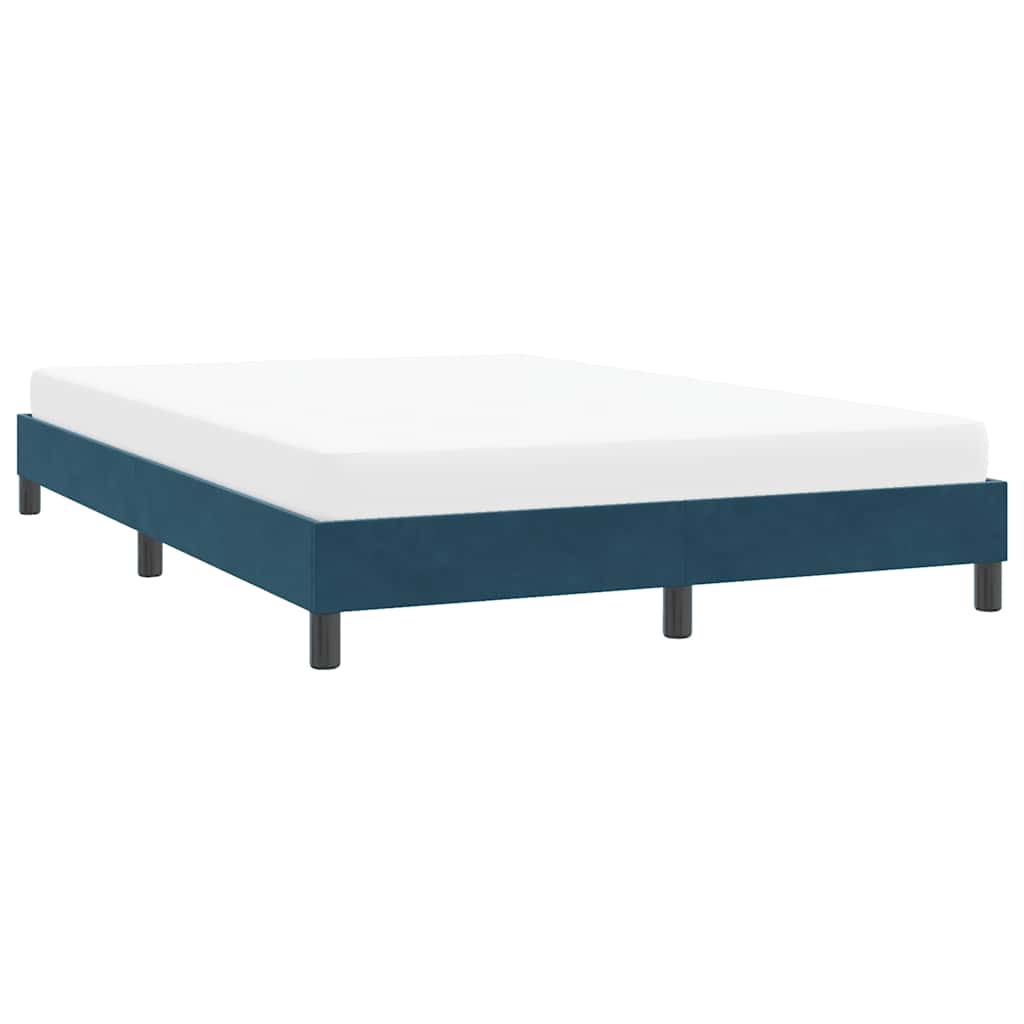 Estrutura de cama sem colchão 140x210 cm veludo azul-escuro