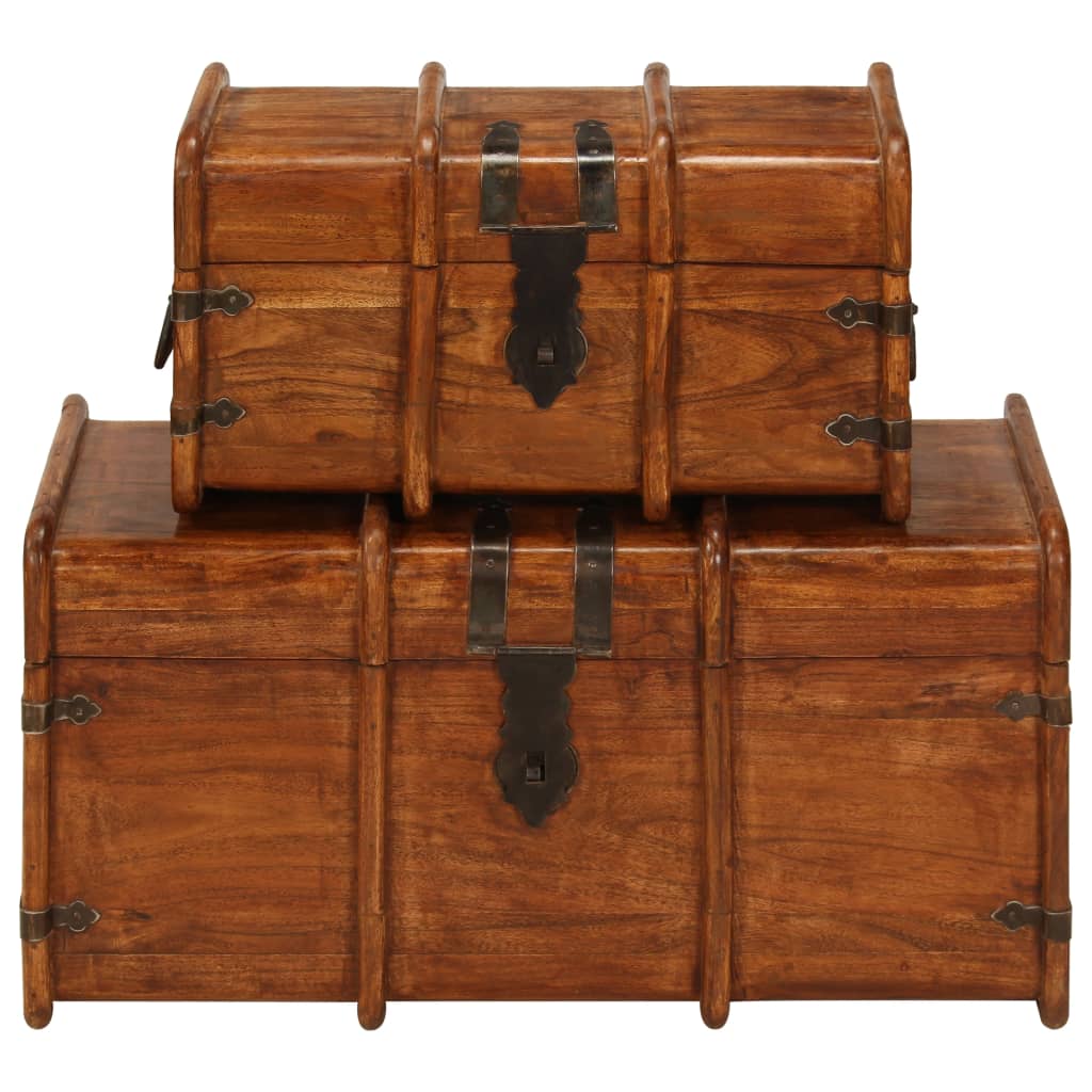 Conjunto de arcas 2 pcs acácia maciça acabamento a mel