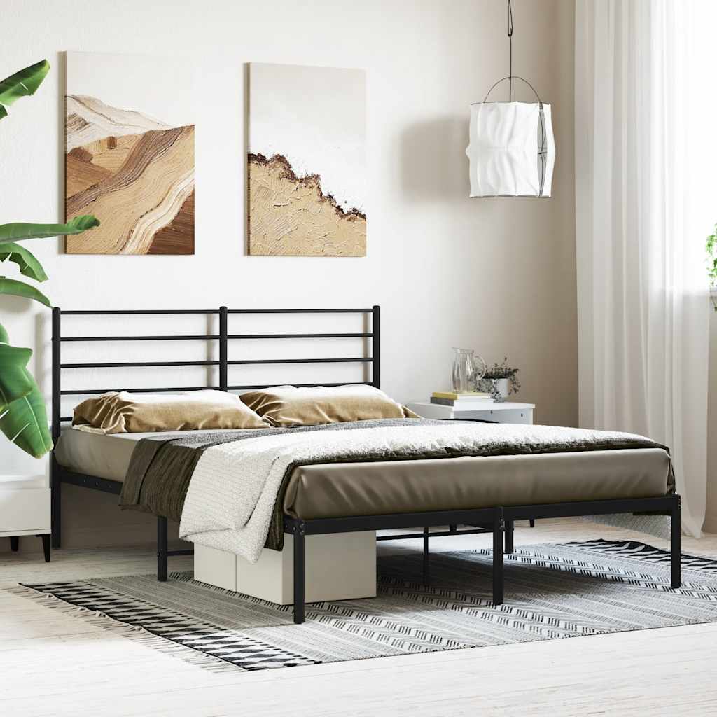Estrutura de cama com cabeceira 120x190 cm metal preto