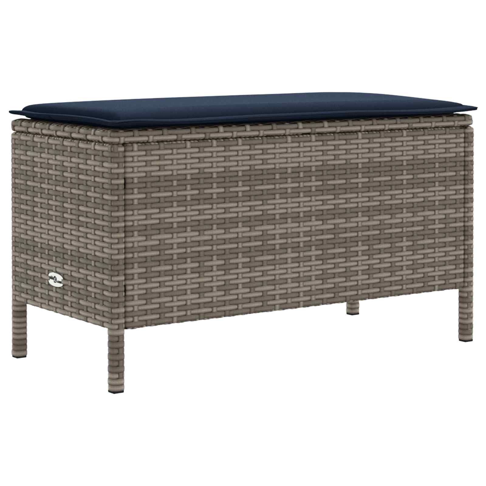Pufe de jardim cinza e azul marinho 80 x 38 x 42 cm