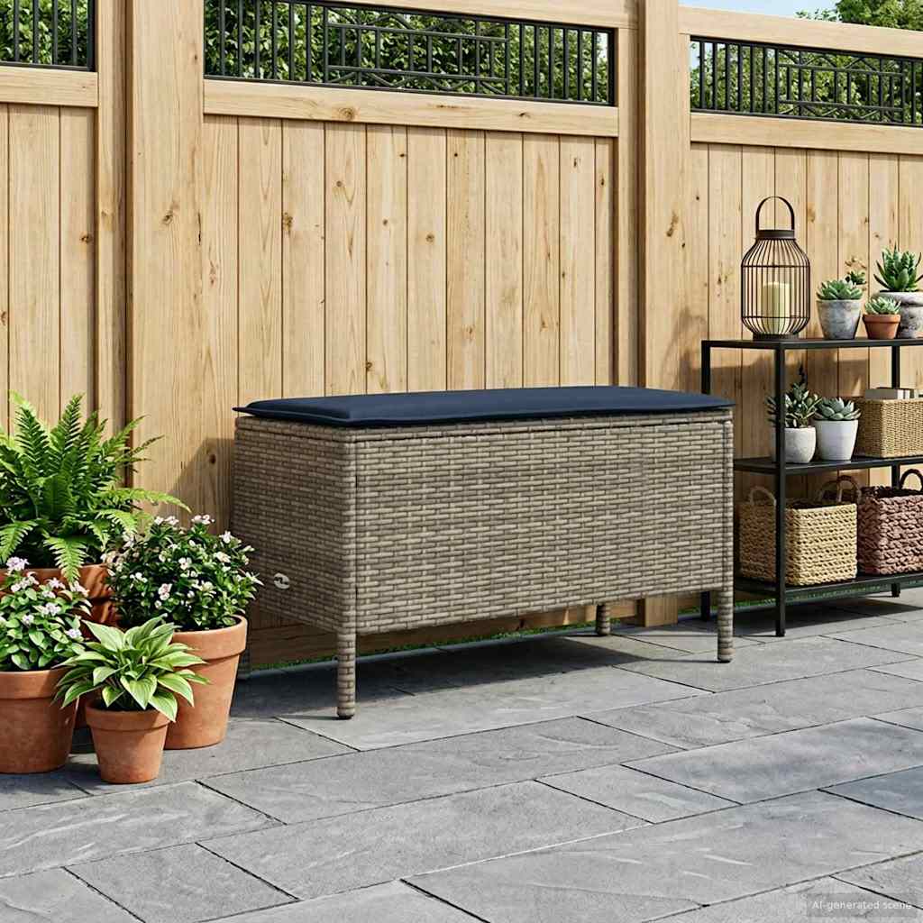Pufe de jardim cinza e azul marinho 80 x 38 x 42 cm