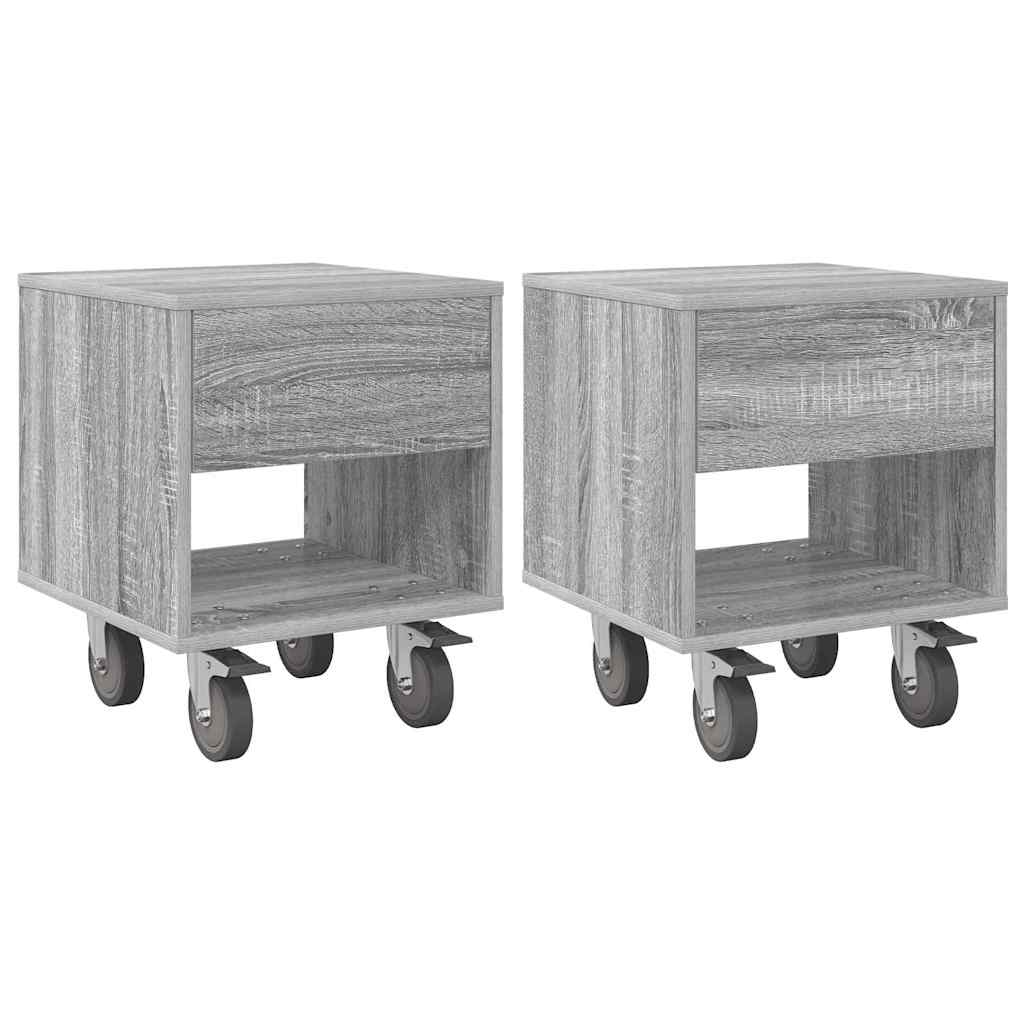 Mesa-de-cabeceira 2 unid. cinza sonoma 40,5 x 40 x 48 cm