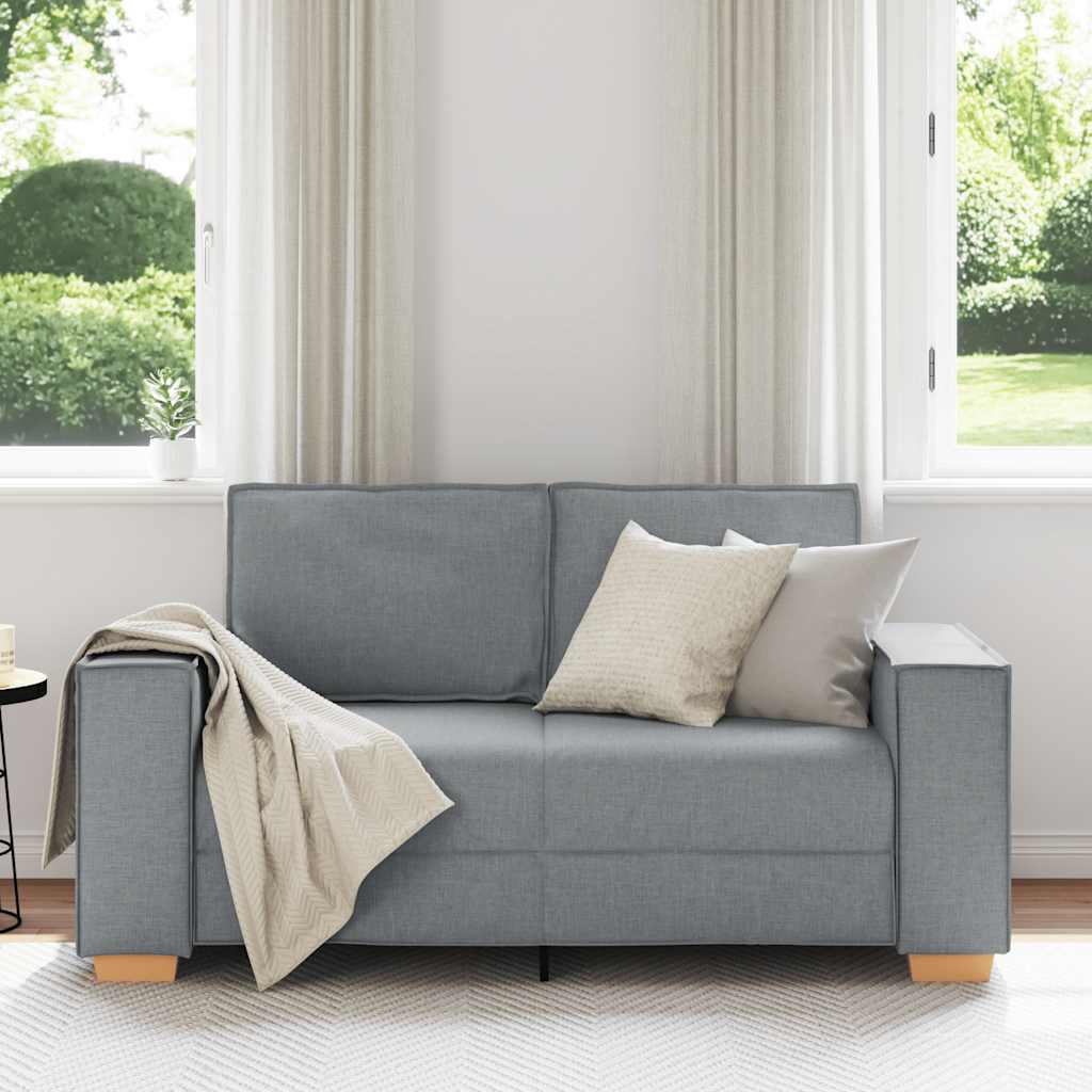 Sofá de 2 lugares cinza claro 160x78x84 cm tecido