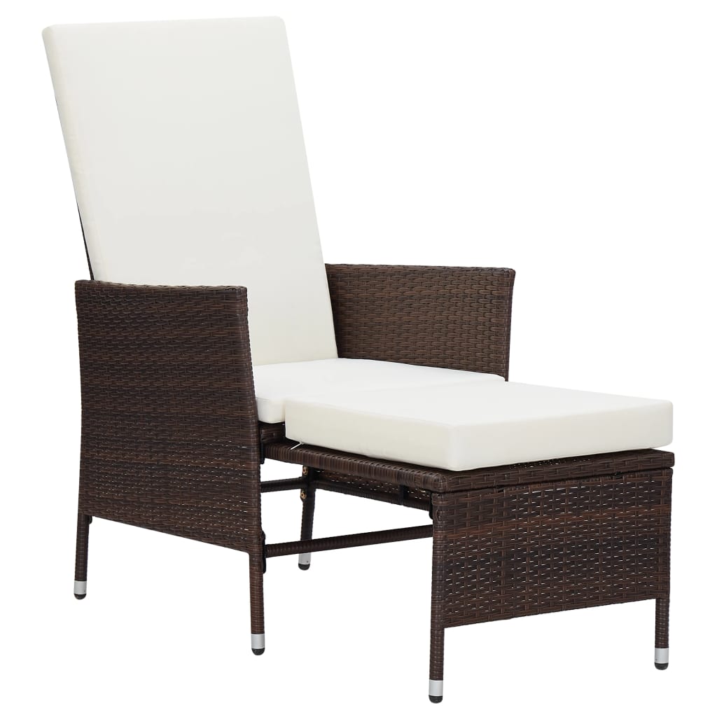 3 Pcs conjunto lounge jardim c/ almofadões vime PE castanho