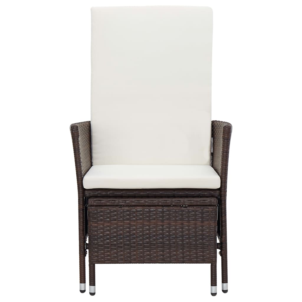 3 Pcs conjunto lounge jardim c/ almofadões vime PE castanho