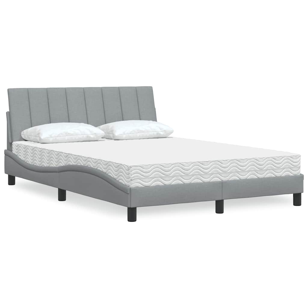 Cama com colchão hanko 140x190 cm tecido cinzento-claro