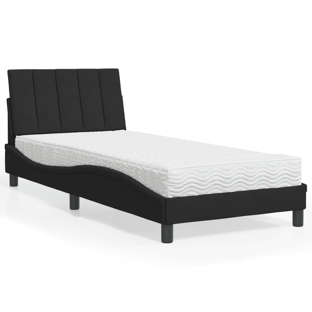 Cama com colchão hanko 90x190 cm veludo preto