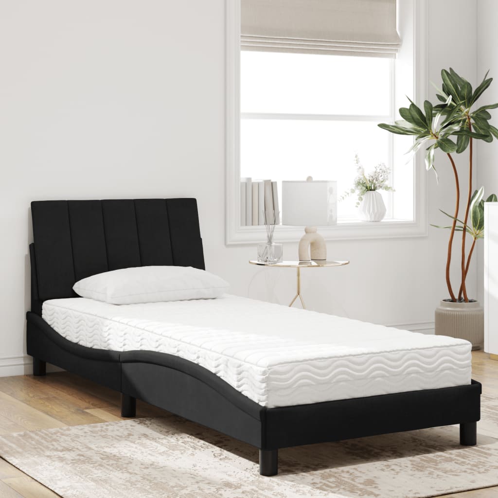 Cama com colchão hanko 90x190 cm veludo preto
