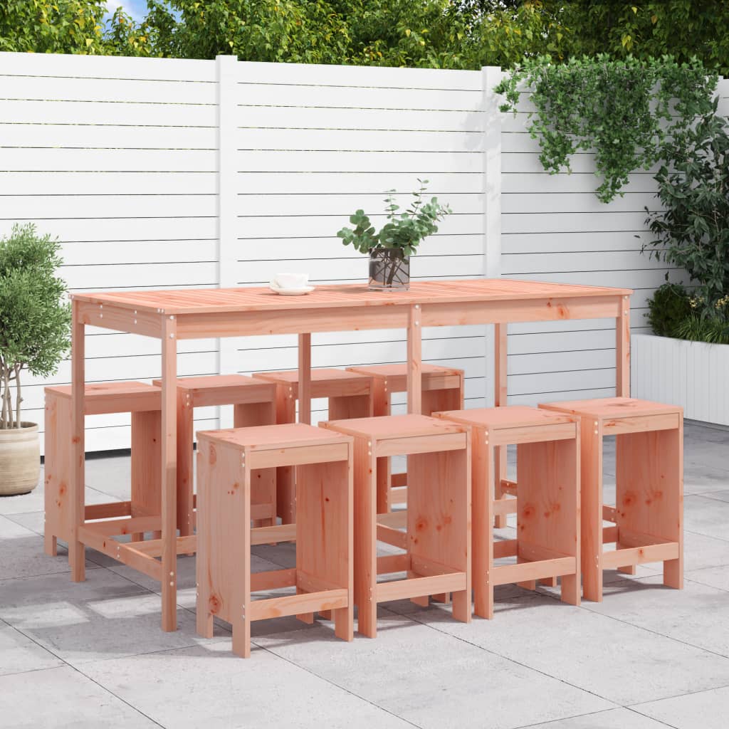 9 Pcs conjunto de bar para jardim madeira de douglas maciça