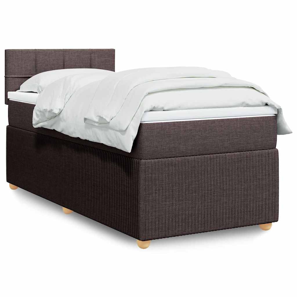 Cama com molas/colchão 90x200 cm tecido castanho-escuro