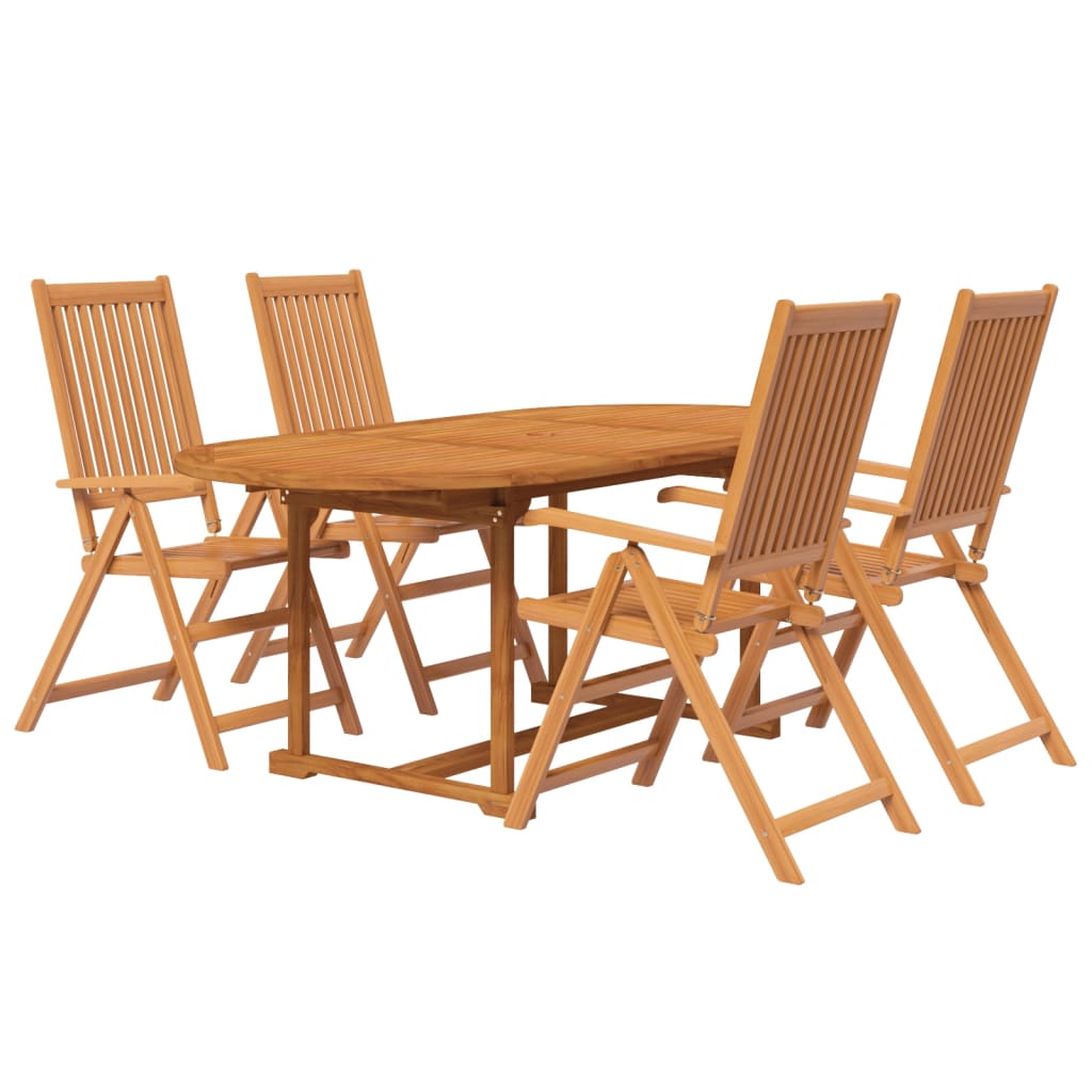 5 Pcs conjunto de jantar para jardim madeira de acácia maciça 120-170 cm