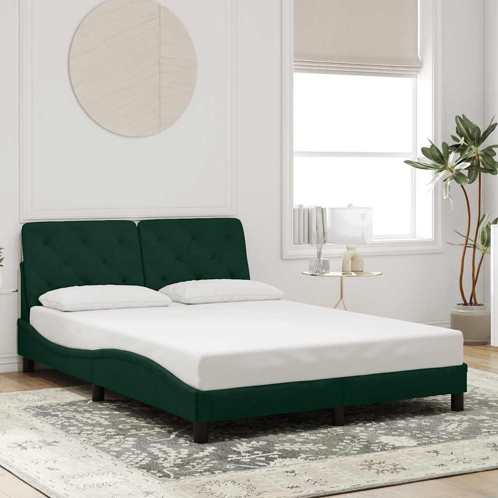 Estrutura de cama com LED sem colchão 140x190 cm veludo verde-escuro