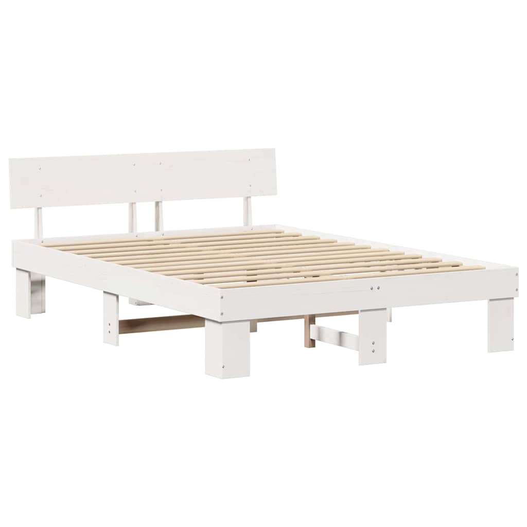 Estrutura da cama com cabeceira branco 140 x 200 cm