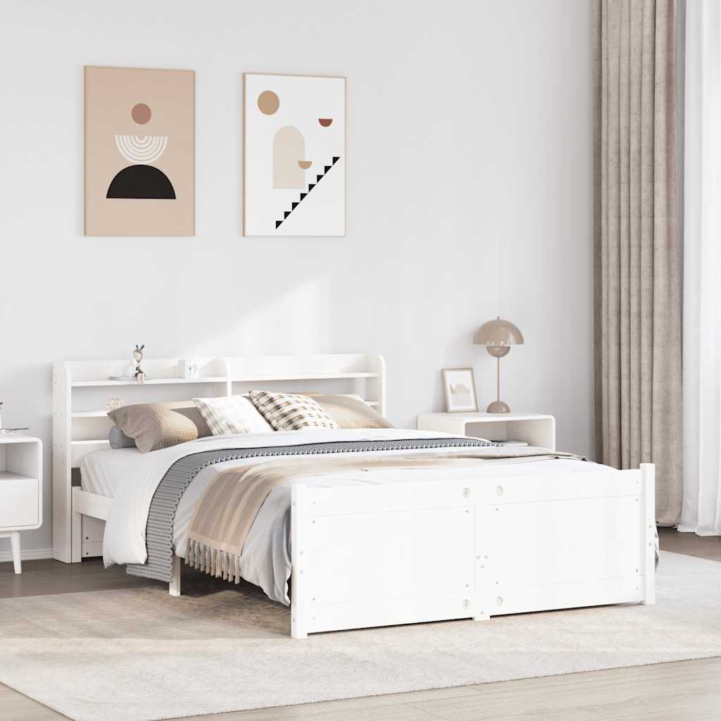 Estrutura de cama c/ cabeceira sem colchão 140x190 cm branco