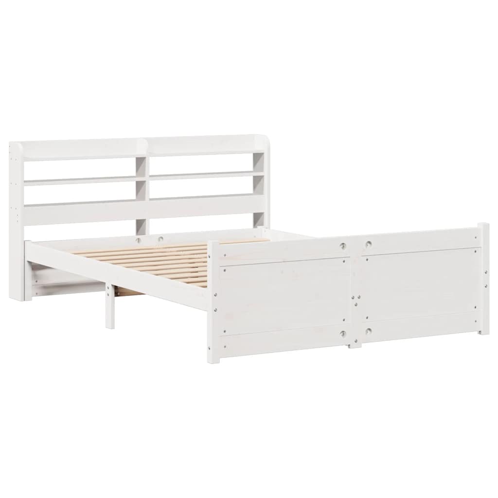 Estrutura de cama c/ cabeceira sem colchão 140x190 cm branco