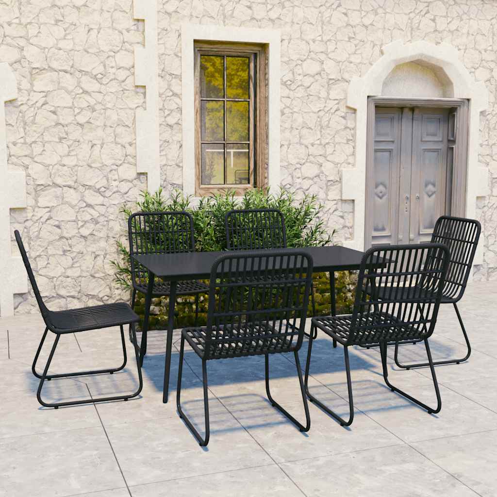 7 Pcs conjunto de jantar para exterior vime PE e vidro