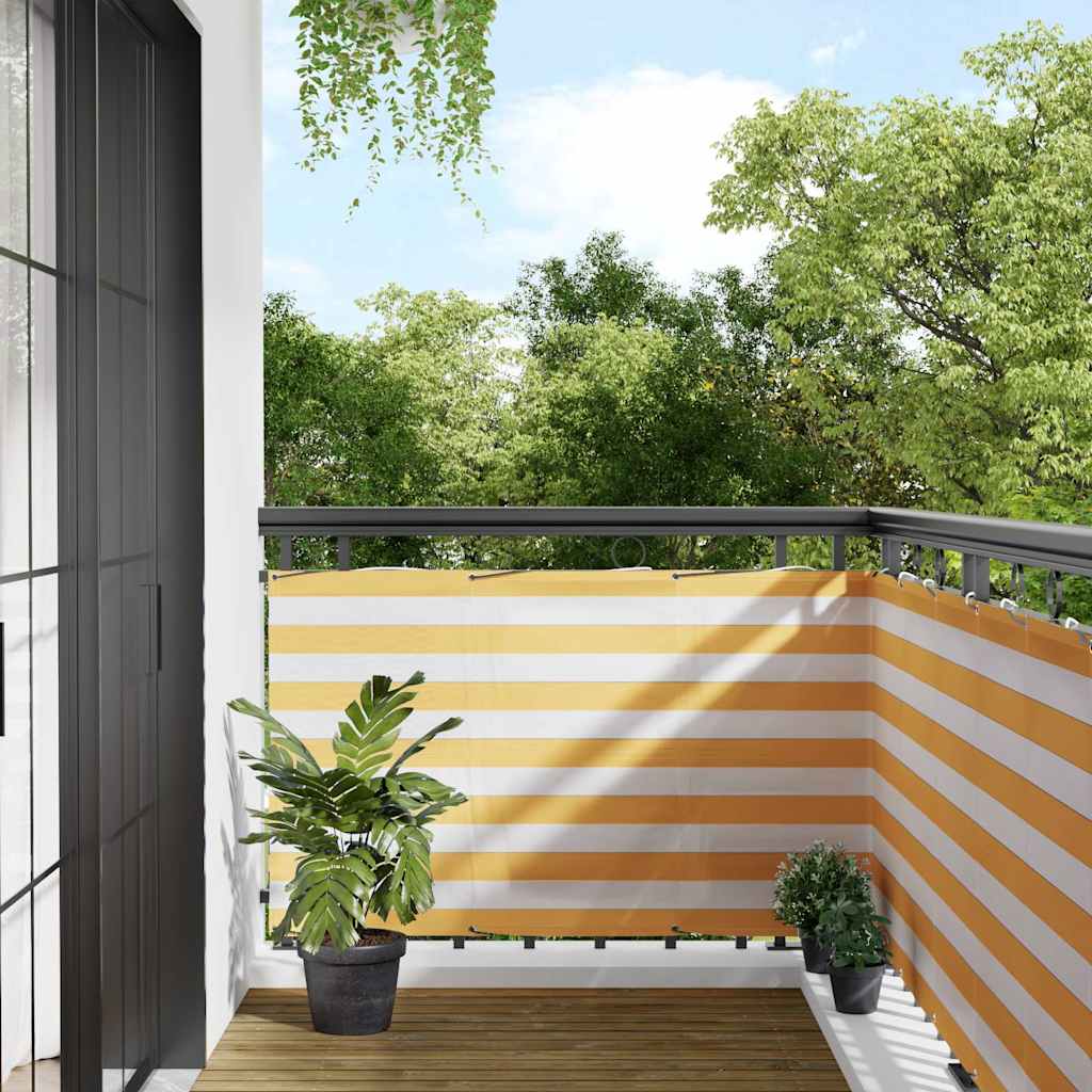 Tela de varanda 90x1000 cm amarelo e branco riscas