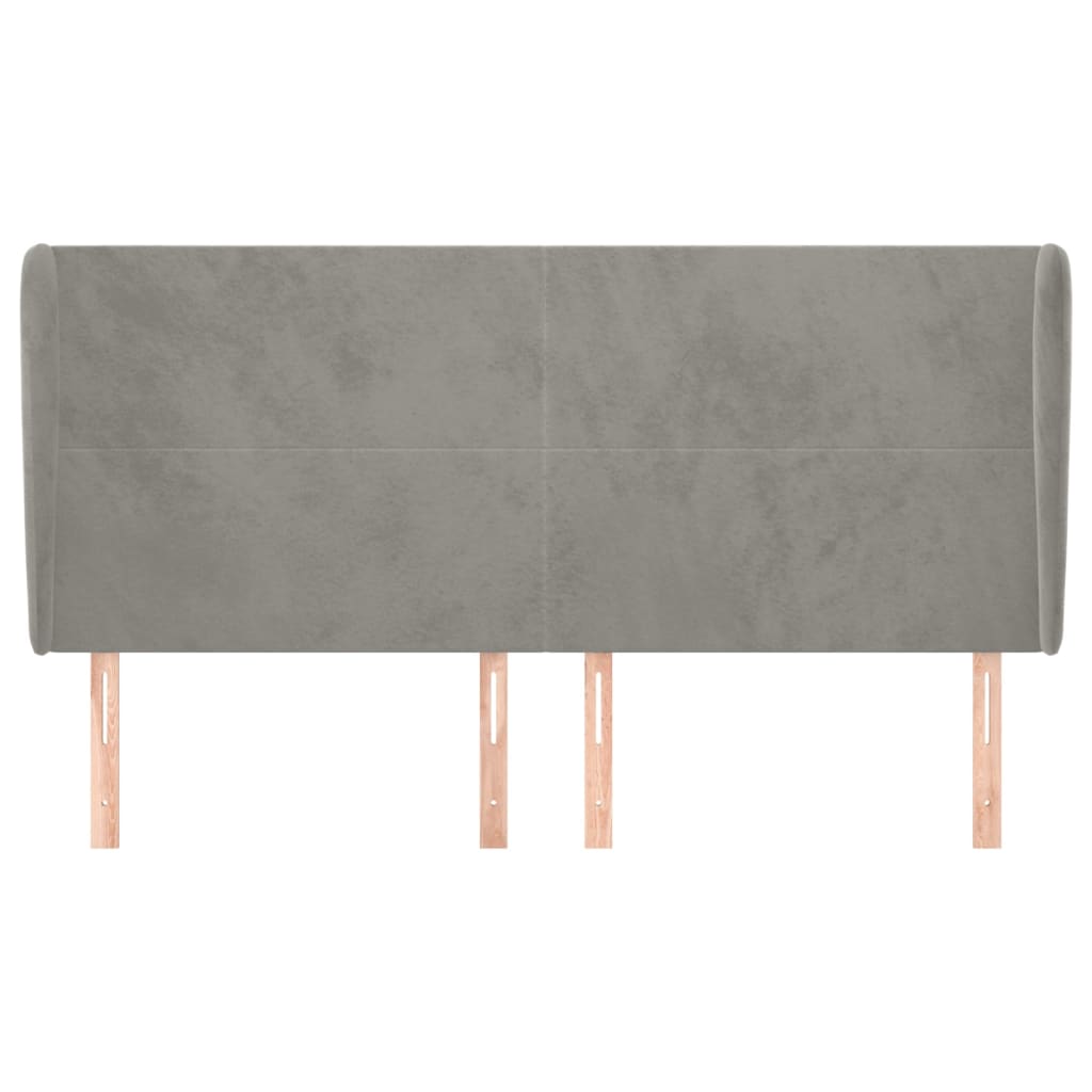 Cabeceira cama c/ abas veludo 163x23x118/128 cm cinzento-claro