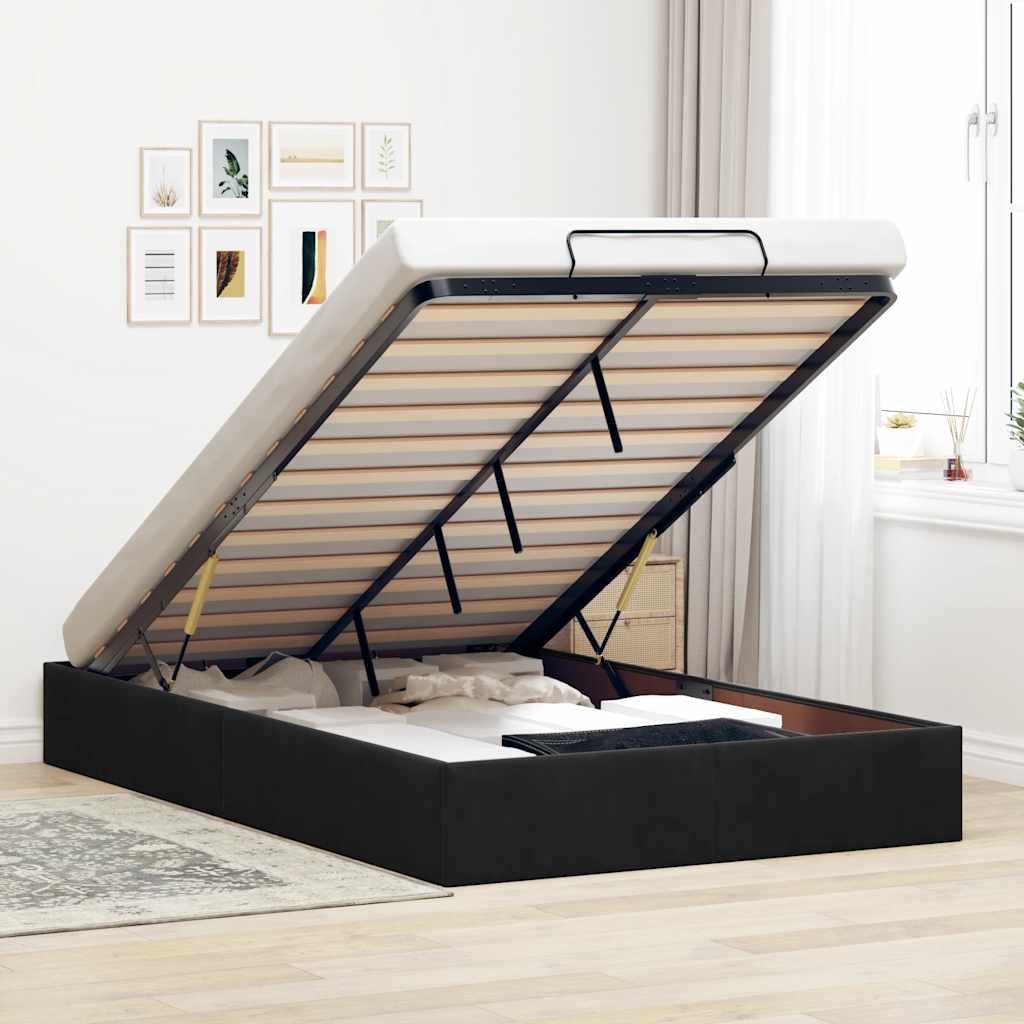 Ottoman bed frame sem colchão preto 120x190 cm veludo