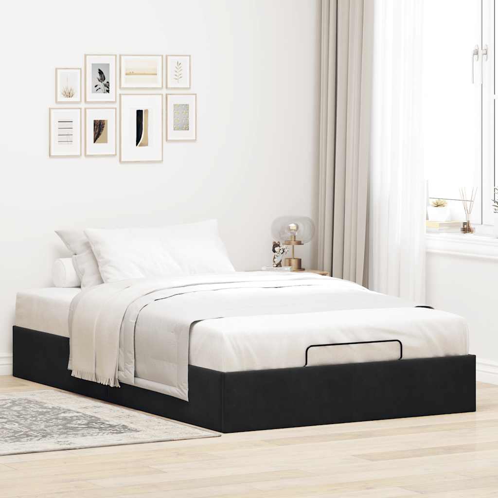 Ottoman bed frame sem colchão preto 120x190 cm veludo