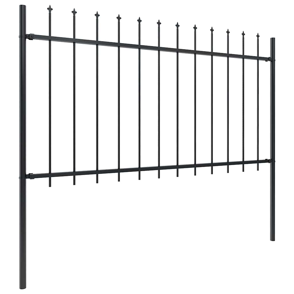 Cerca de jardim com topo em forma de lança em aço 337x100 cm, preta