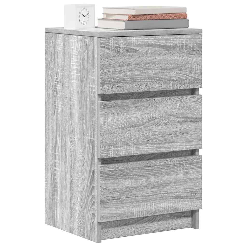 Mesas de cabeceira 3 gavetas 2 pcs 39x35x65cm sonoma cinzento