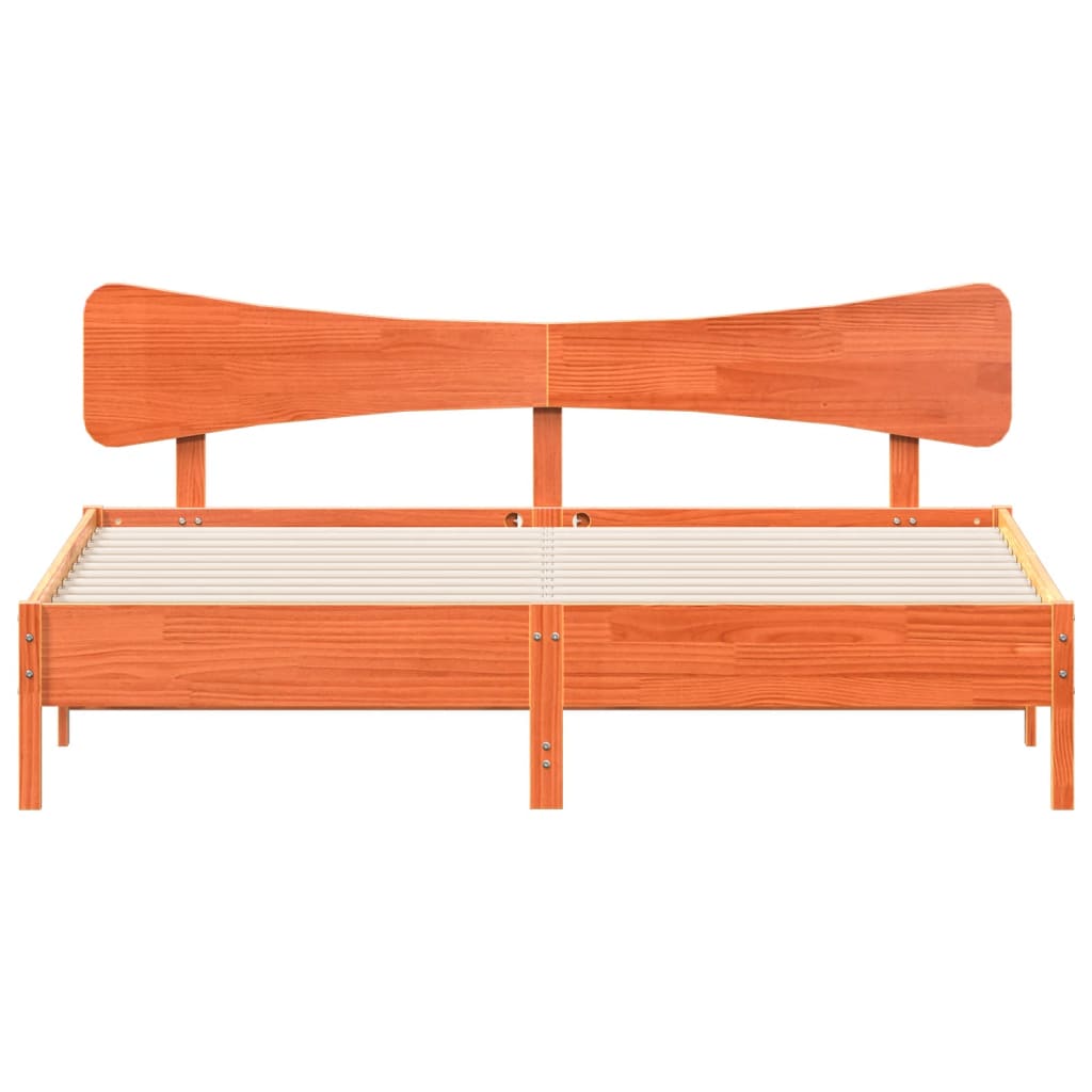 Cama sem colchão 200x200 cm pinho maciço castanho-mel