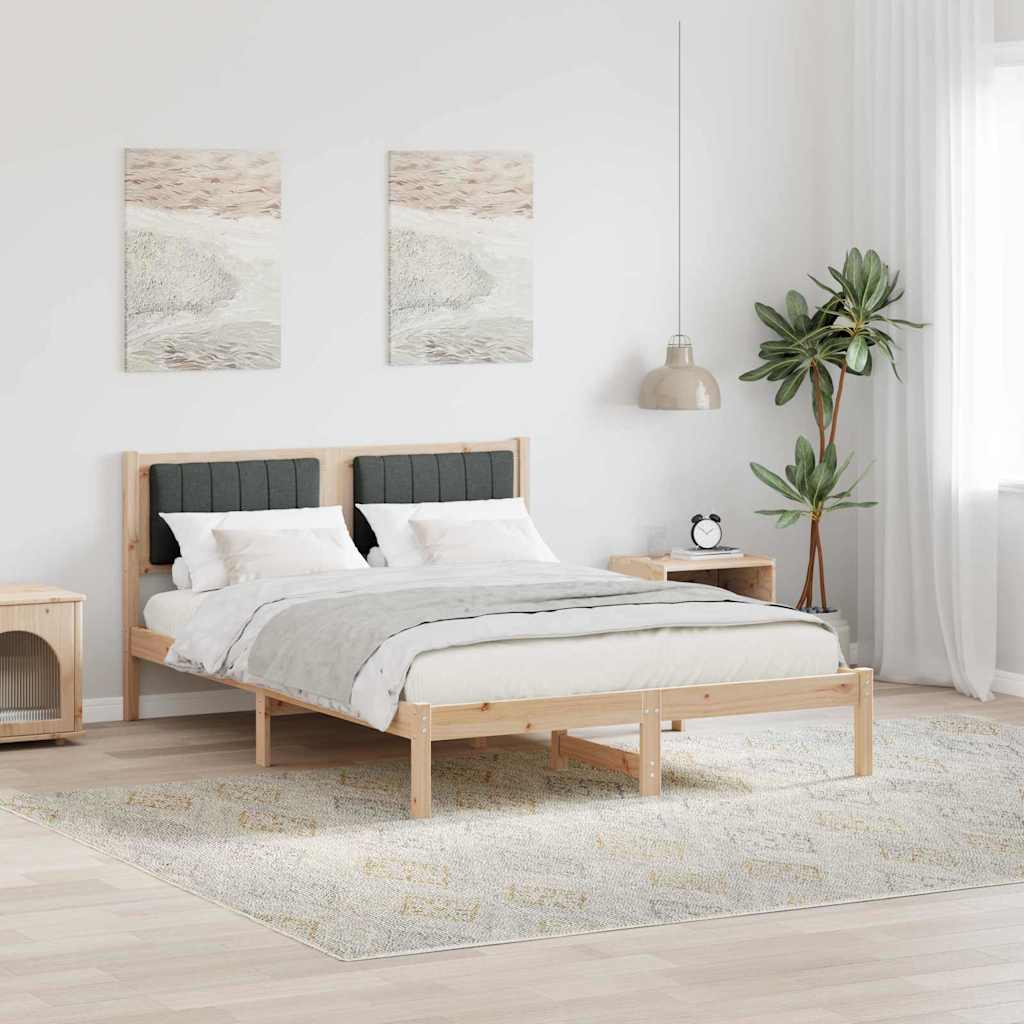 Estrutura de cama com cabeceira estofada cinza escuro