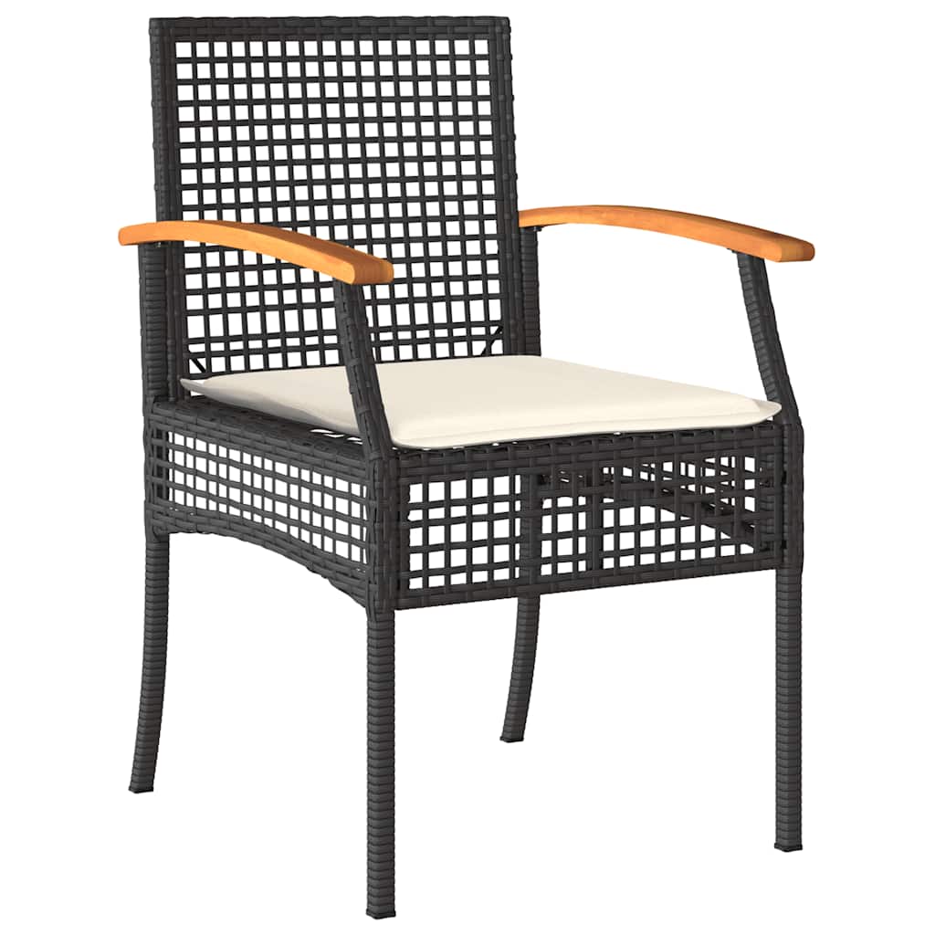 5 Pcs conjunto de jantar p/ jardim c/ almofadões vime PE preto