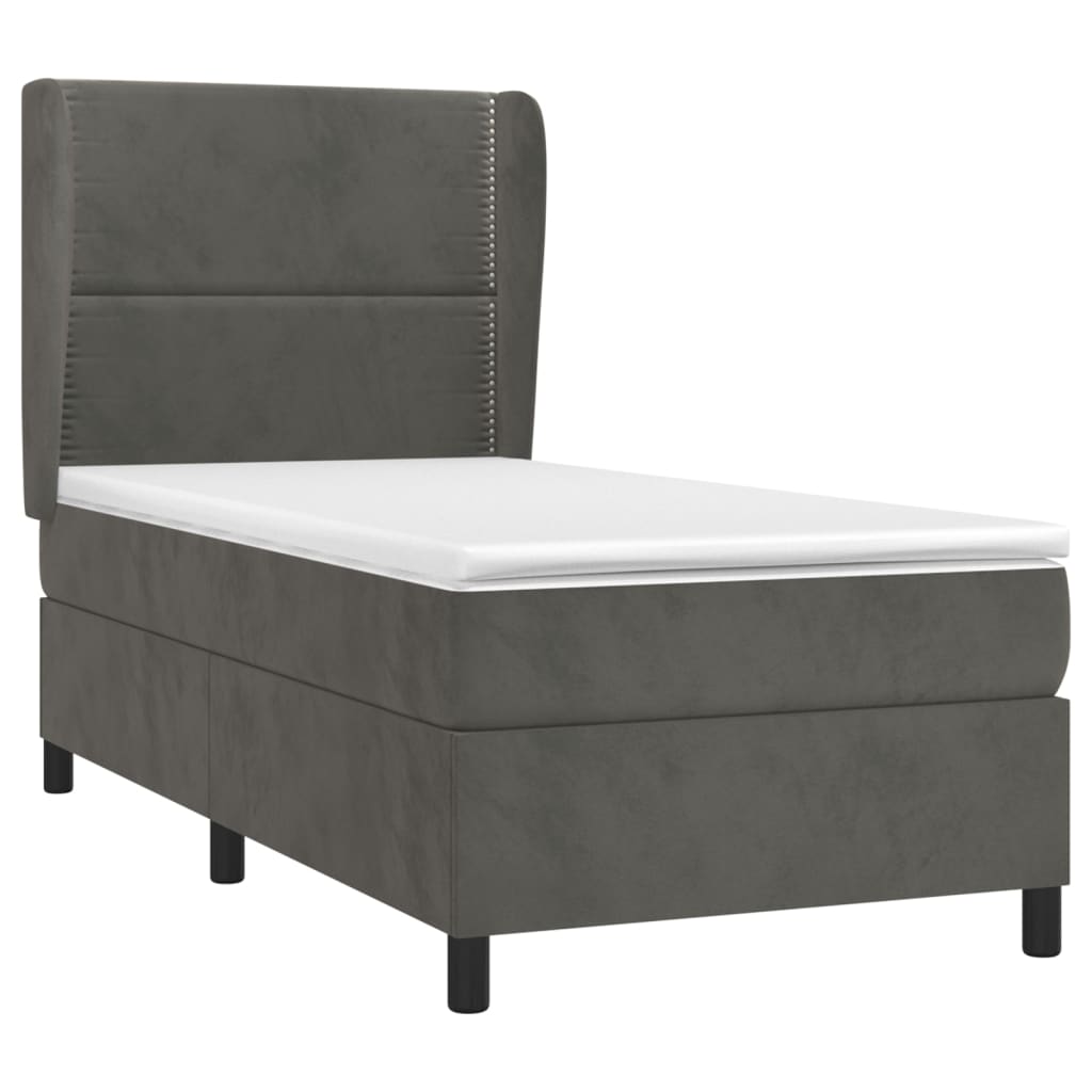 Cama com molas/colchão 80x200 cm veludo cinza-escuro