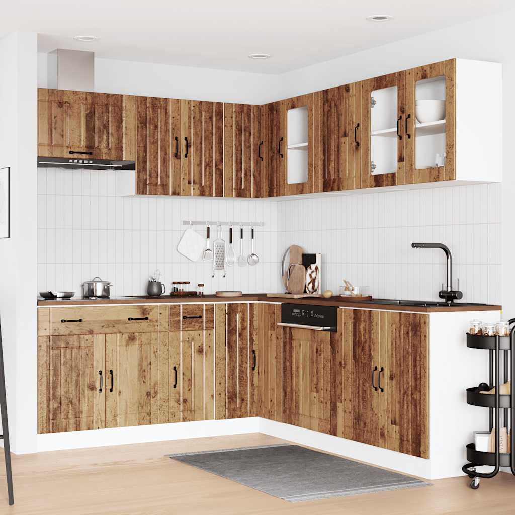 11 Peças armário de cozinha conjunto lucca madeira velha